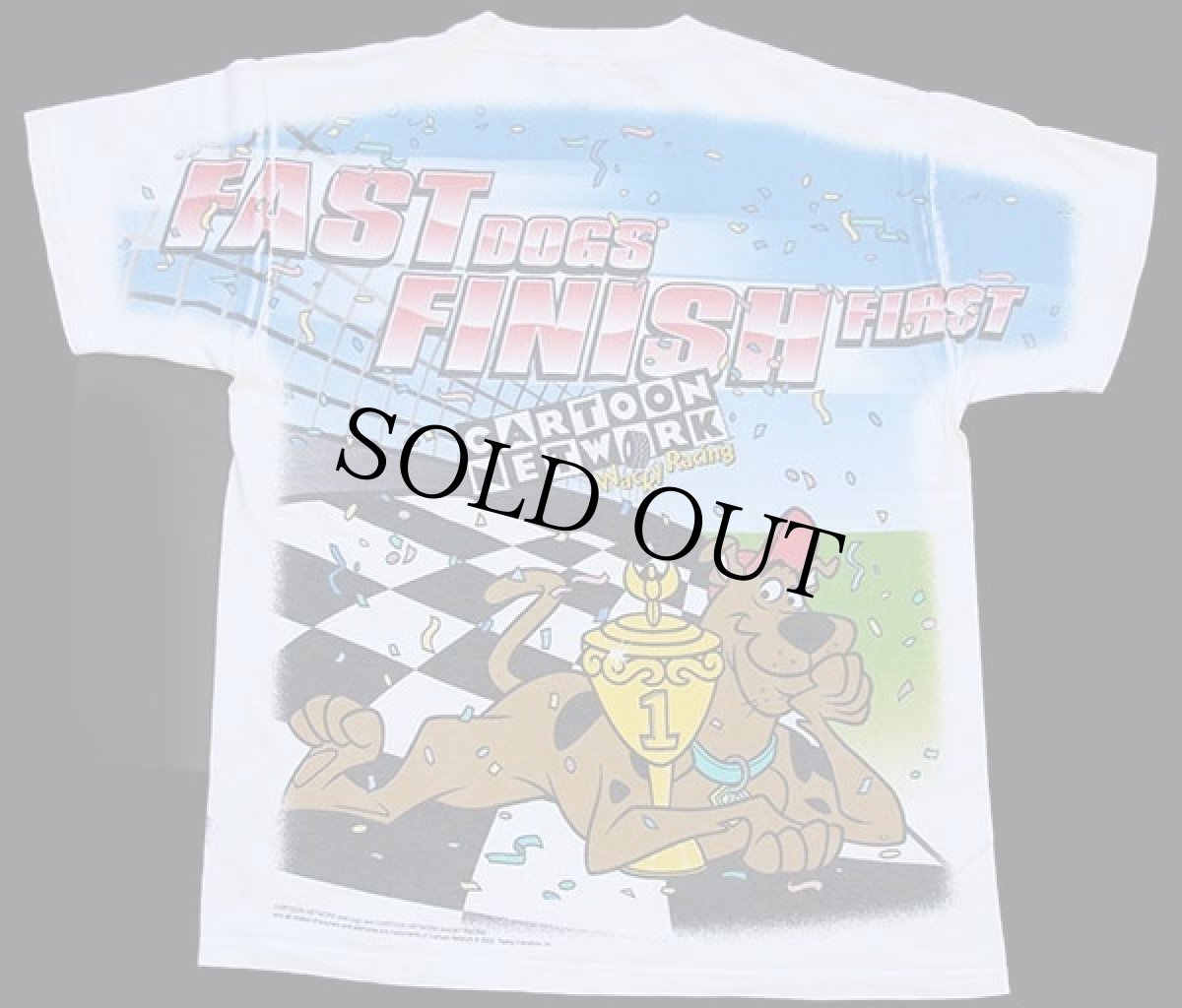 画像2: 00s THE FAST AND THE FURRY CARTOON NETWORK SCOOBY DOO! RACING スクービードゥー オールオーバープリント コットンTシャツ L (2)