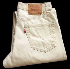 画像1: 90s USA製 Levi'sリーバイス 550 先染め カラーデニムパンツ ライトカーキ w34 L34 (1)