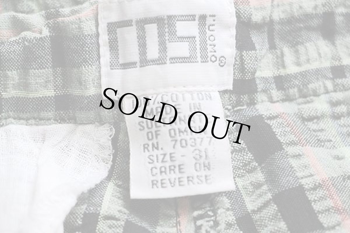 画像4: 90s COSI L'UOMO チェック ツータック コットン シアサッカー ショートパンツ 31★ショーツ (4)