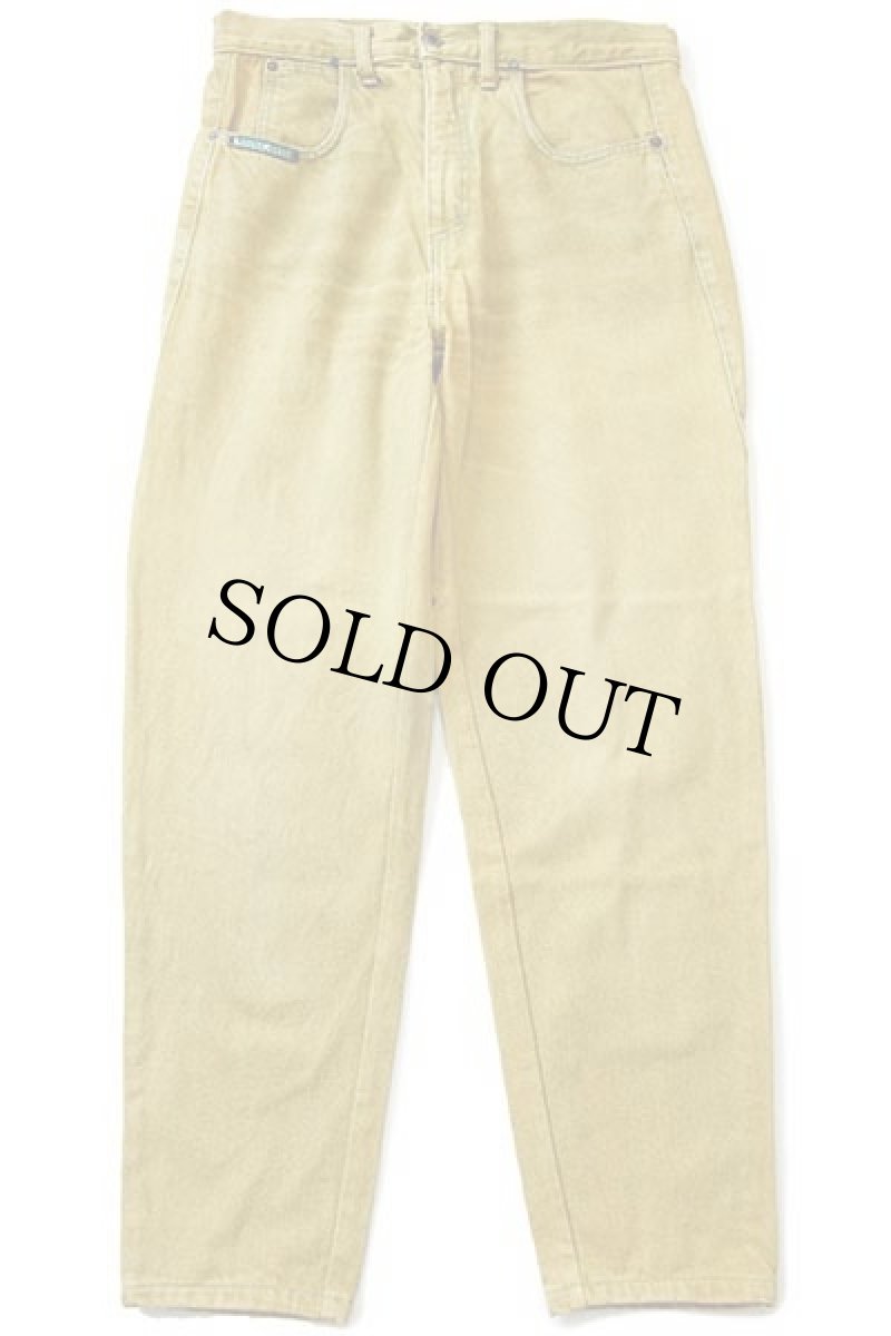 画像2: 90s KITOSH テーパード カラーデニムパンツ 後染め イエロー 33 (2)