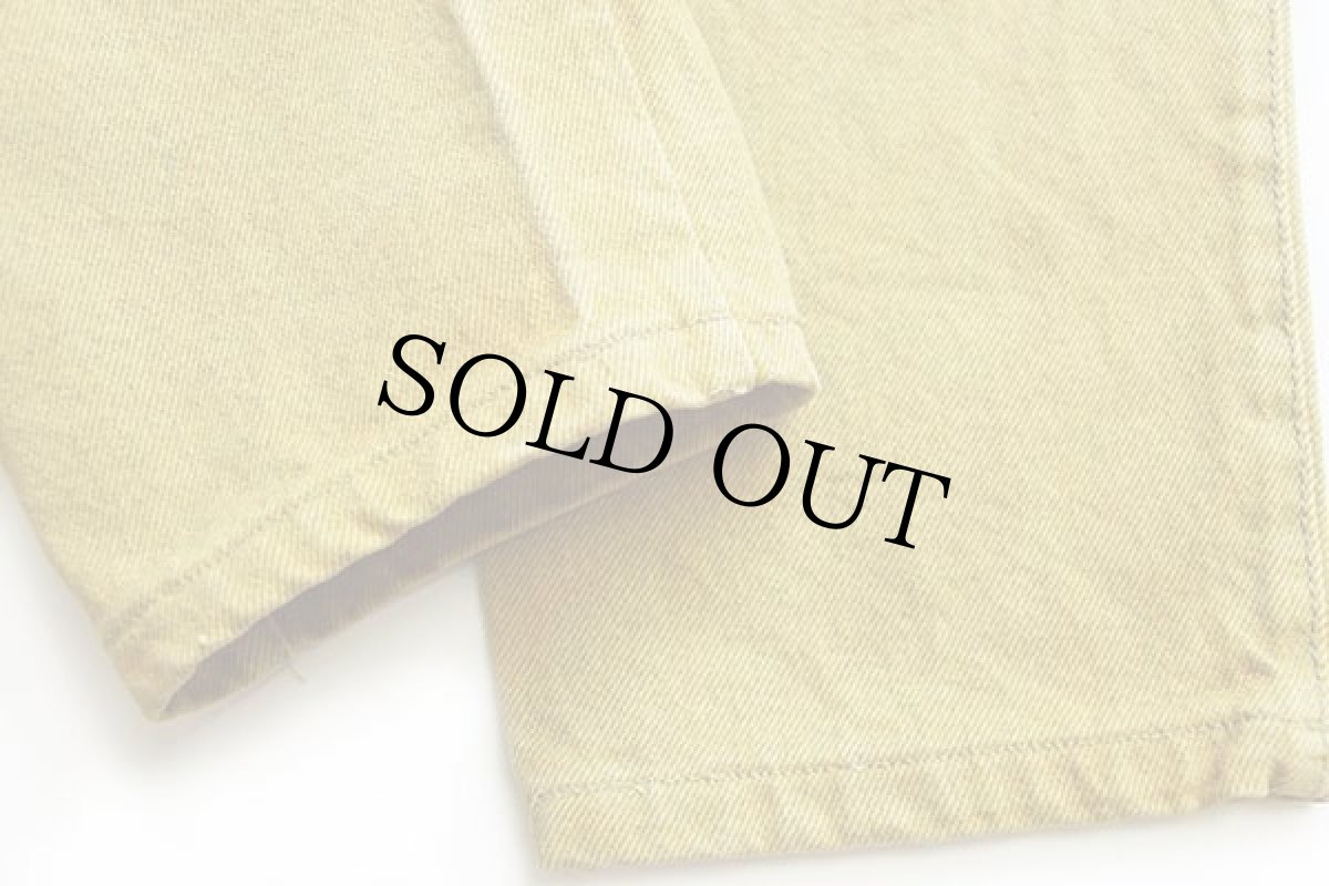 画像8: 90s KITOSH テーパード カラーデニムパンツ 後染め イエロー 33 (8)