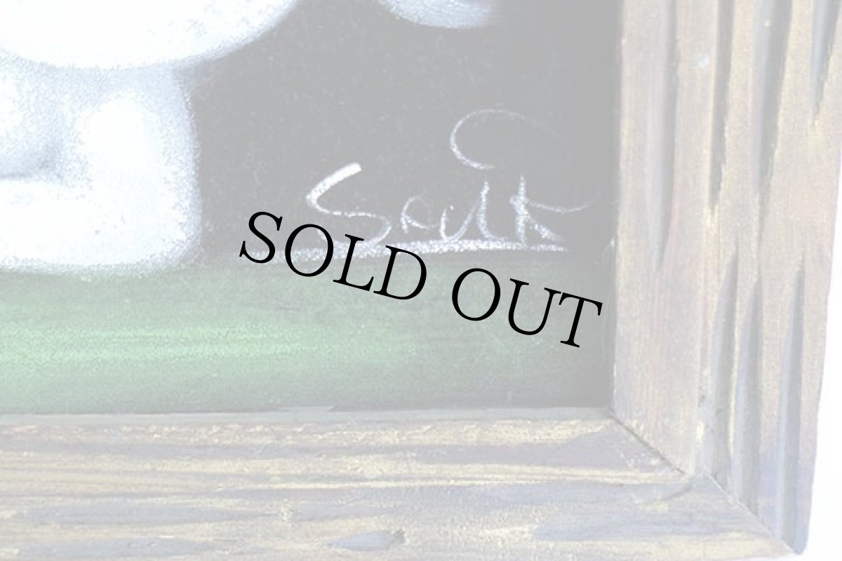 画像6: 70s スヌーピー STRIKE!! ベルベット ハンドペイント アート ウッドフレーム入り (6)