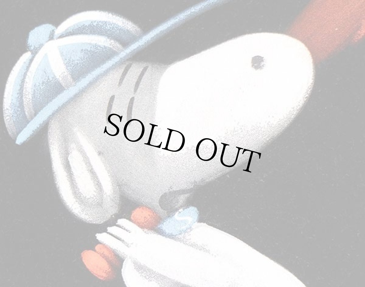 画像2: 70s スヌーピー STRIKE!! ベルベット ハンドペイント アート ウッドフレーム入り (2)