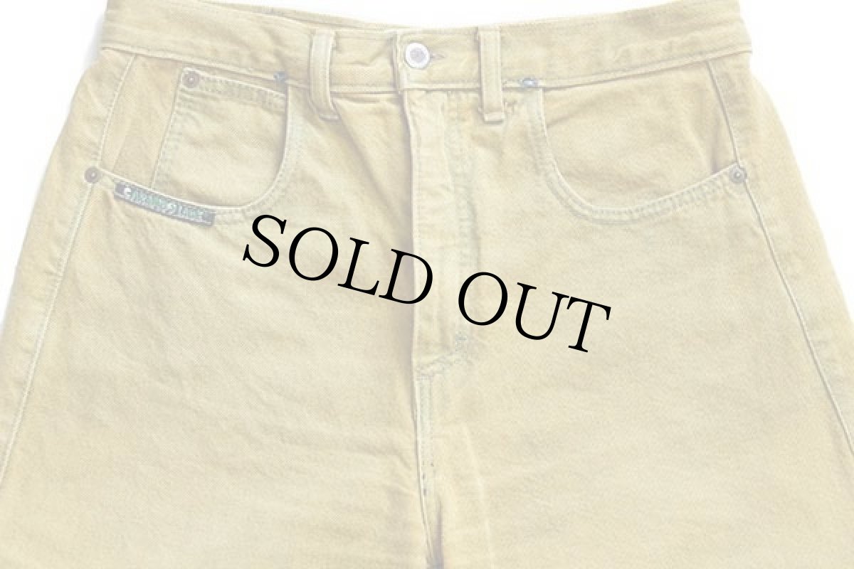 画像4: 90s KITOSH テーパード カラーデニムパンツ 後染め イエロー 33 (4)