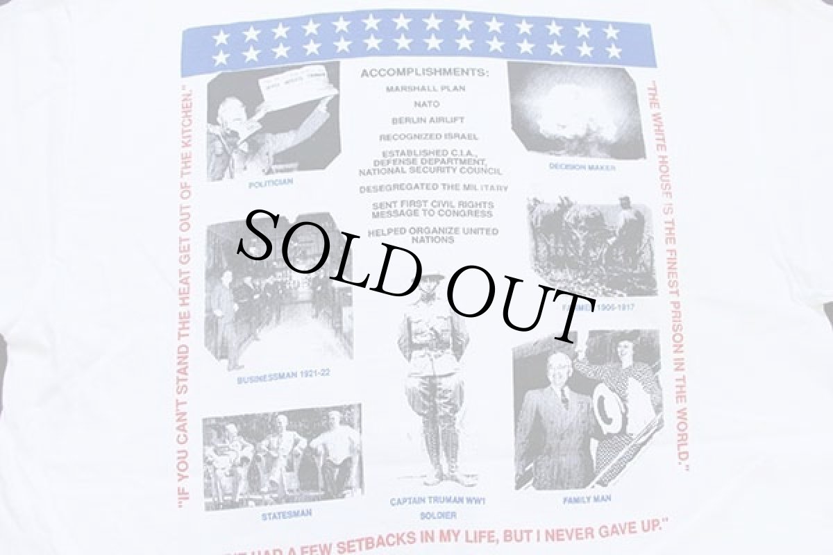 画像4: 90s The Buck Stops Here Harry S.Truman 大統領 両面プリント コットンTシャツ 白 L (4)