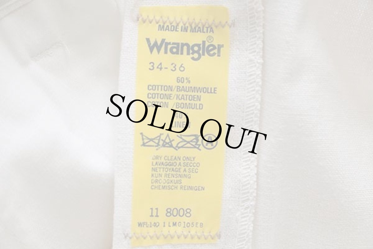 画像7: デッドストック★90s マルタ製 Wranglerラングラー ツータック スラックス コットン×リネンパンツ 生成り 34-36★ユーロ (7)