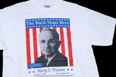 画像1: 90s The Buck Stops Here Harry S.Truman 大統領 両面プリント コットンTシャツ 白 L (1)