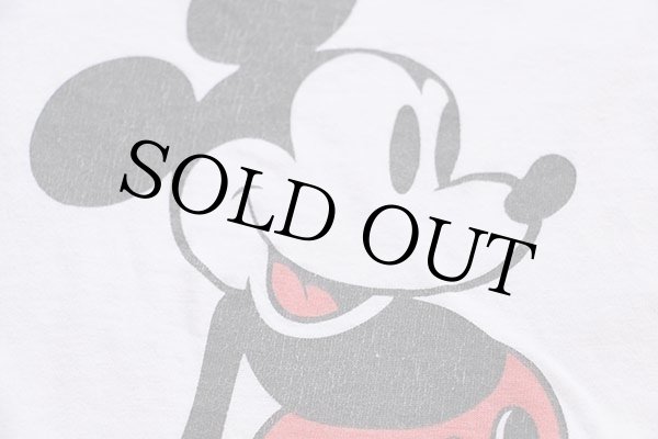80s USA製 Disneyディズニー ミッキー マウス コットン リンガーT