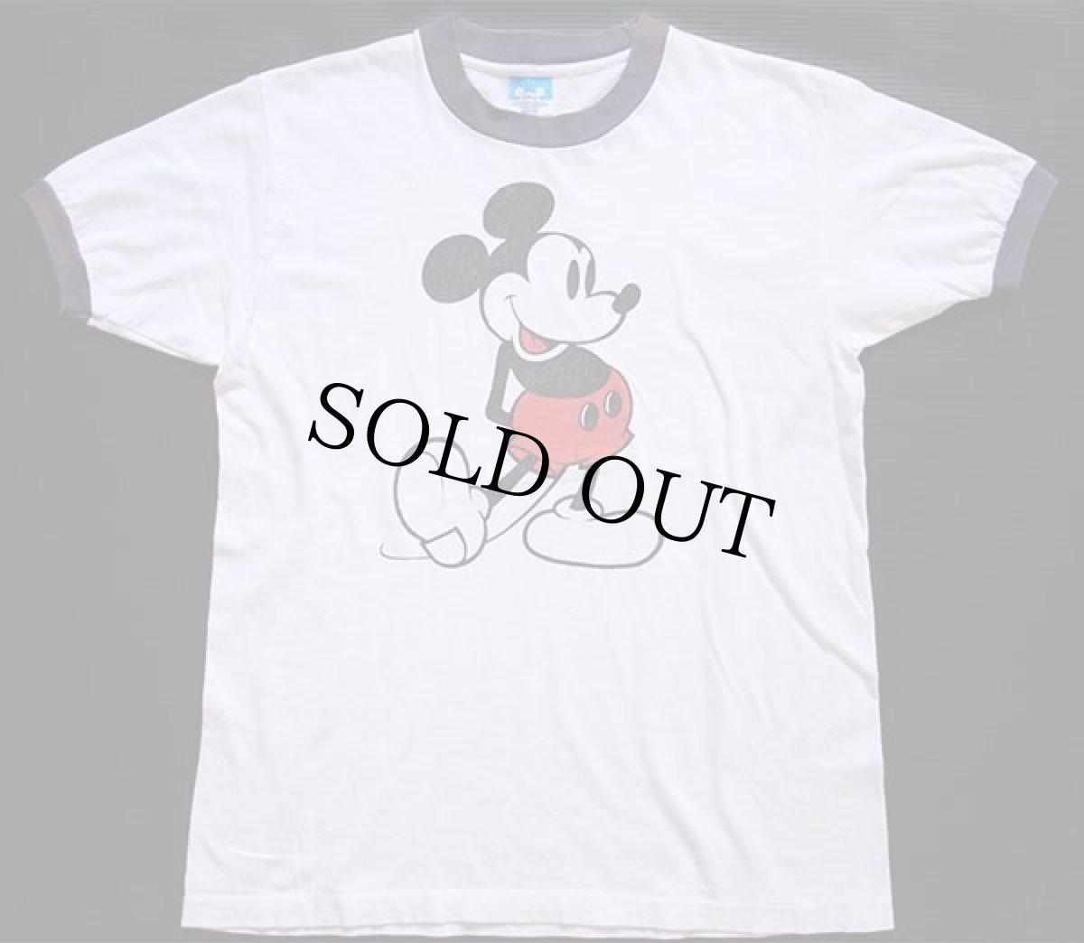 画像2: 80s USA製 Disneyディズニー ミッキー マウス コットン リンガーTシャツ 白×ナス紺 M (2)