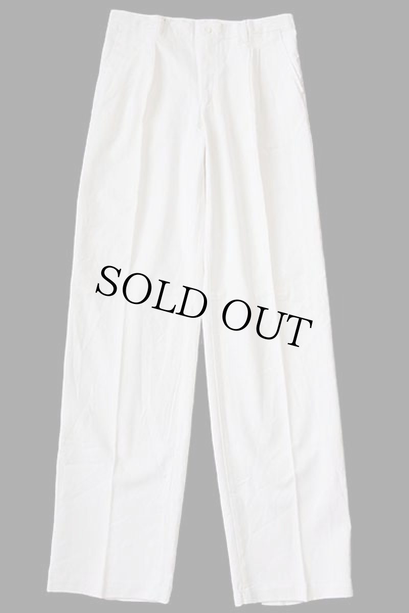 画像2: デッドストック★90s マルタ製 Wranglerラングラー ツータック スラックス コットン×リネンパンツ 生成り 34-36★ユーロ (2)