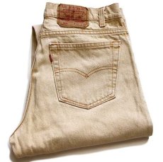 画像1: 90s USA製 Levi'sリーバイス 550 先染め カラーデニムパンツ 薄茶 フェード w34 L32 (1)