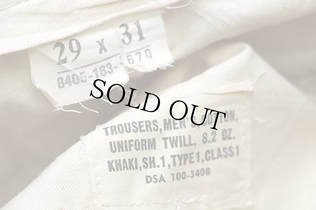 画像6: 60s 米軍 U.S.ARMY コットンツイル チノパン カーキ w29 L31 (6)