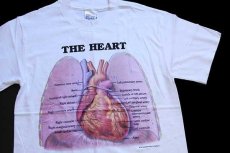 画像1: デッドストック★90s Hanes Anatomical Chart Co. THE HEART 人体 臓器 心臓 コットンTシャツ 白 S (1)