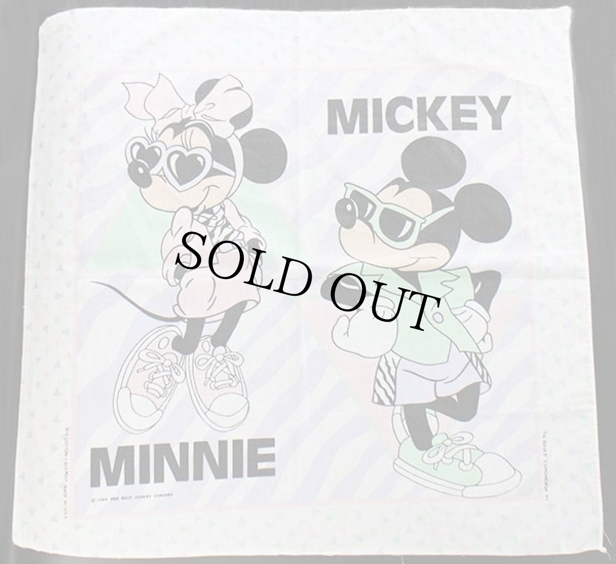 画像1: 80s USA製 Disneyディズニー MICKEYミッキー MINNIEミニー マウス バンダナ (1)