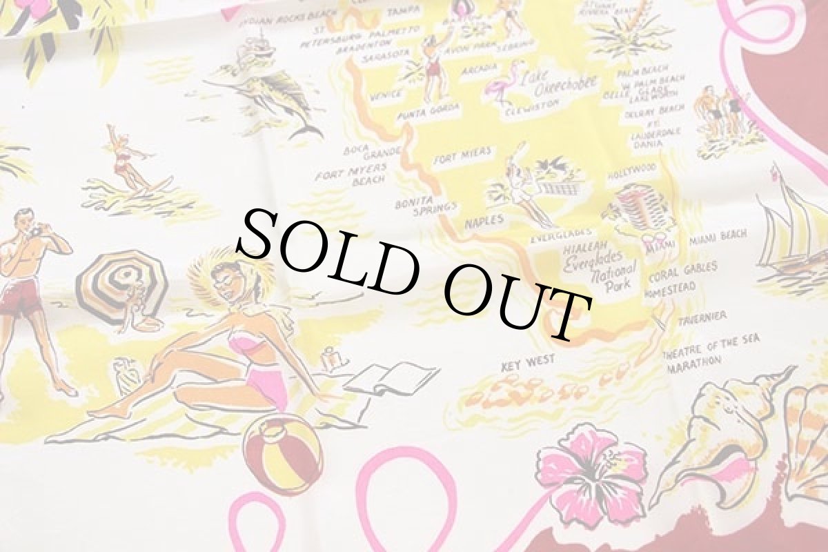 画像3: 50s Florida スーベニア シルク スカーフ (3)