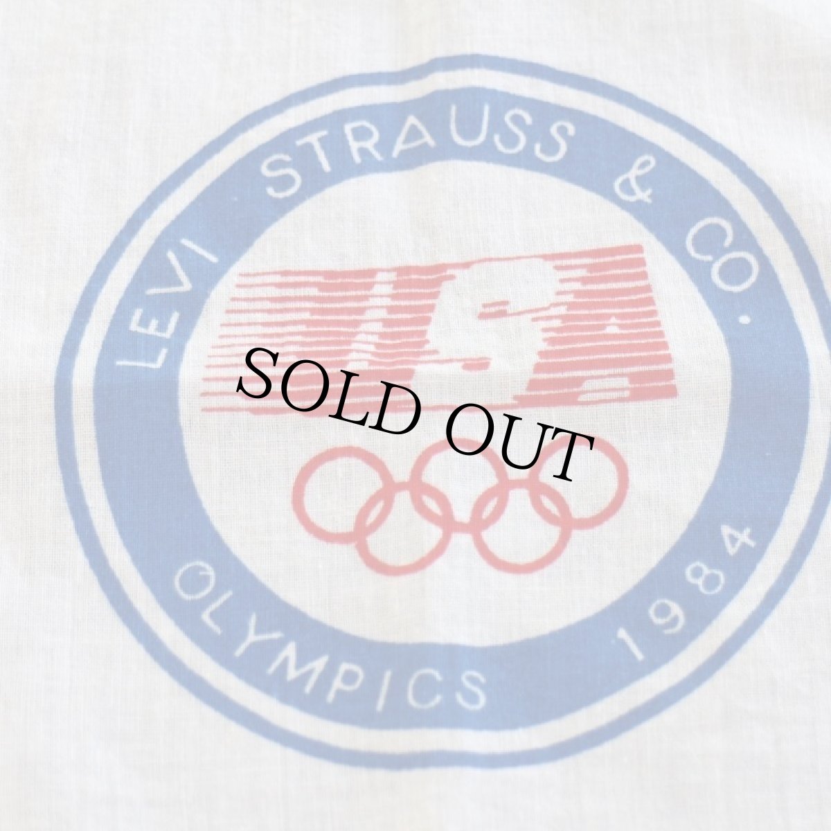 画像3: 80s USA製 Levi'sリーバイス USA OLYMPICオリンピック コットン バンダナ 白 (3)