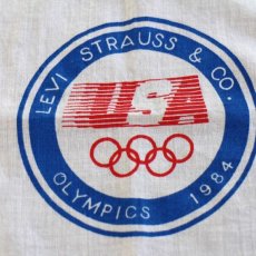 画像3: 80s USA製 Levi'sリーバイス USA OLYMPICオリンピック コットン バンダナ 白 (3)