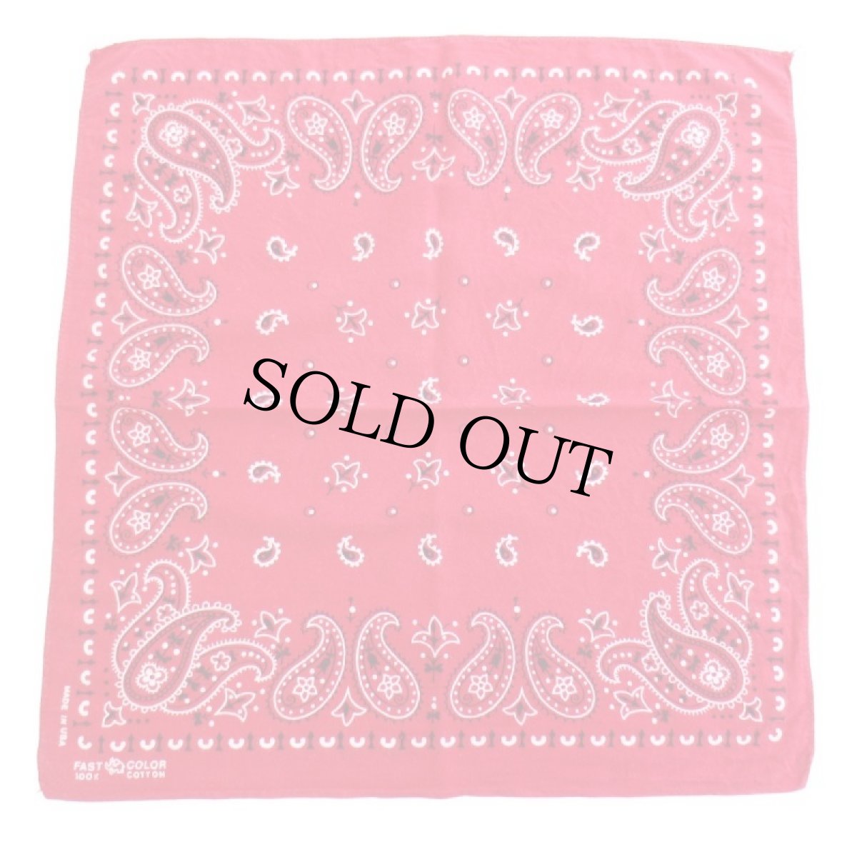 画像2: 70s USA製 ELEPHANT BRANDエレファントブランド 象マーク 上鼻 FAST COLOR ペイズリー柄 コットン バンダナ 赤★64 (2)