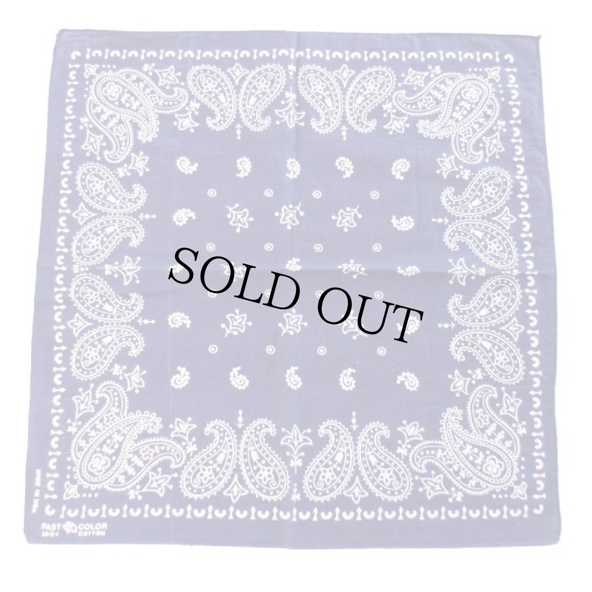 画像2: 70s USA製 ELEPHANT BRANDエレファントブランド 象マーク 上鼻 FAST COLOR ペイズリー柄 コットン バンダナ 紺★20 (2)