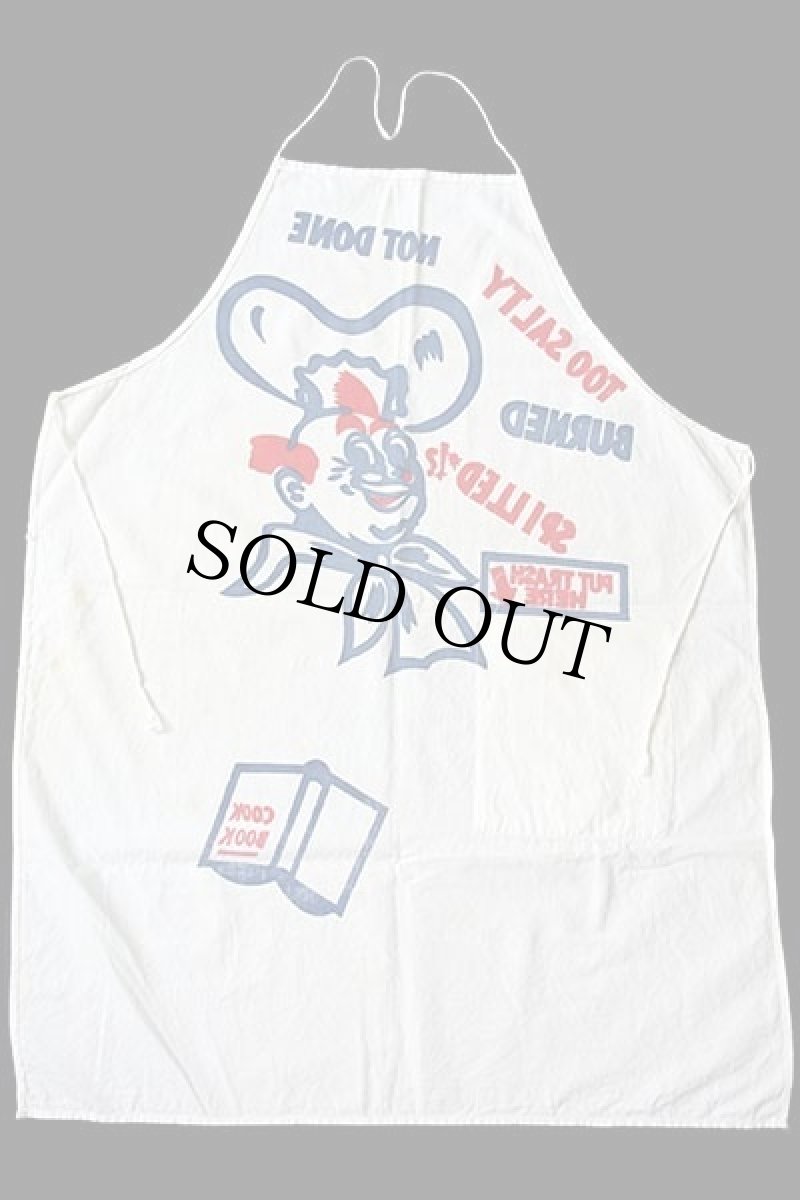 画像3: ビンテージ NOT DONE TOO SALTY BURNED シェフ 染み込みプリント コットン エプロン 生成り (3)