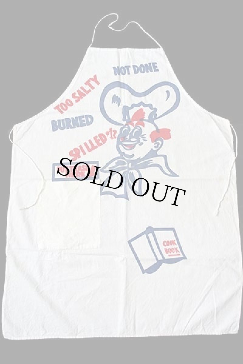 画像2: ビンテージ NOT DONE TOO SALTY BURNED シェフ 染み込みプリント コットン エプロン 生成り (2)