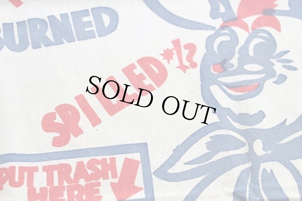 画像4: ビンテージ NOT DONE TOO SALTY BURNED シェフ 染み込みプリント コットン エプロン 生成り (4)