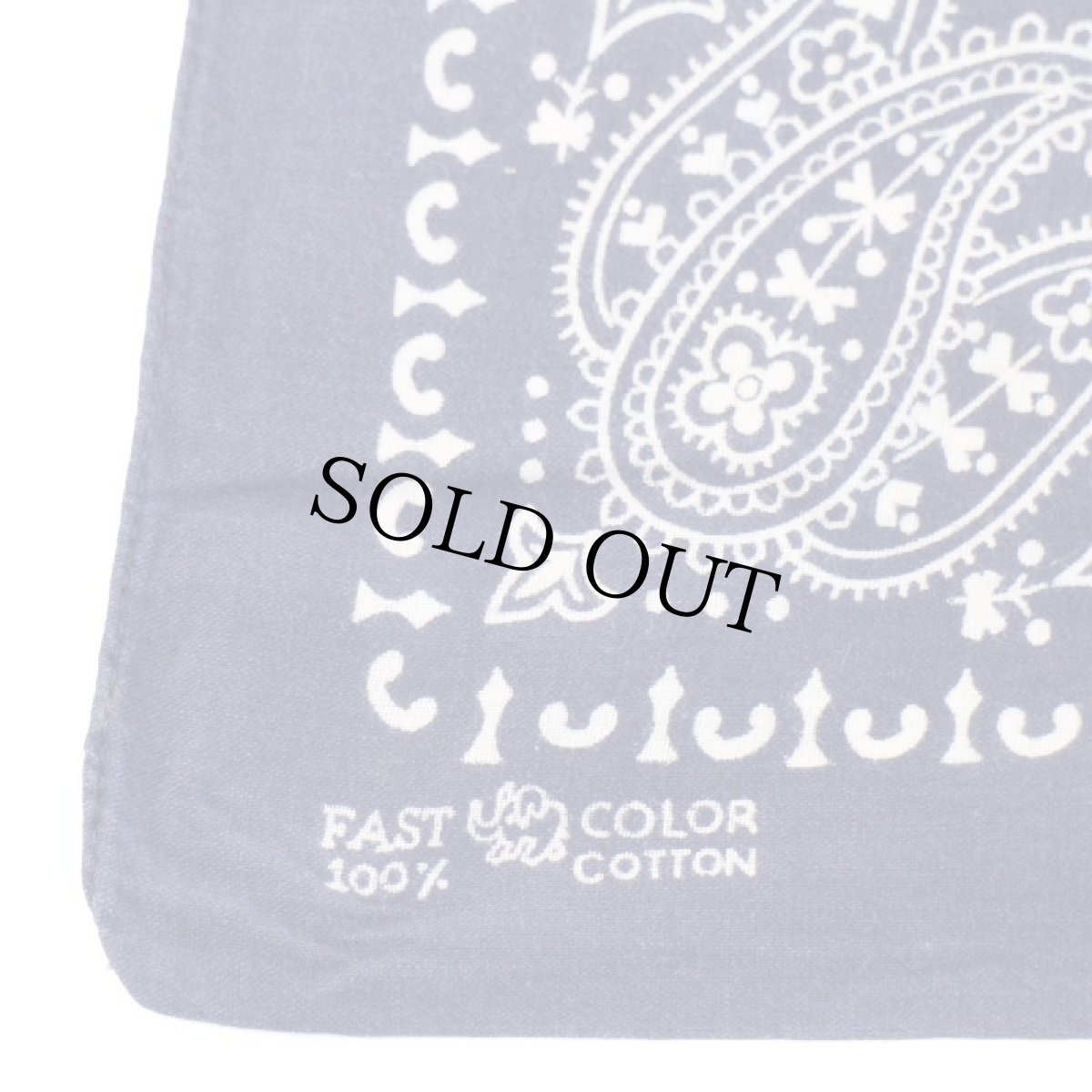 画像3: 60s ELEPHANT BRANDエレファントブランド 象マーク 上鼻 FAST COLOR ペイズリー柄 コットン バンダナ 紺★24 (3)