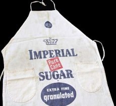 画像1: ビンテージ IMPERIAL SUGAR キャンバス エプロン 白 (1)