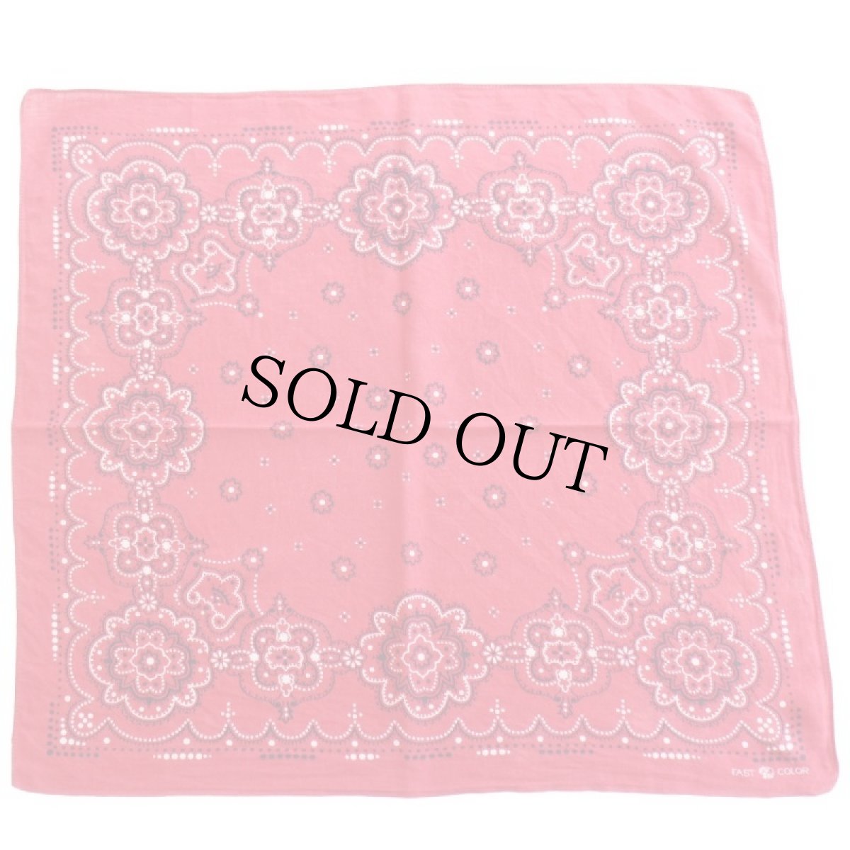 画像2: 50s ELEPHANT BRANDエレファントブランド 象マーク 上鼻 FAST COLOR フラワー柄 コットン バンダナ 赤★52 (2)