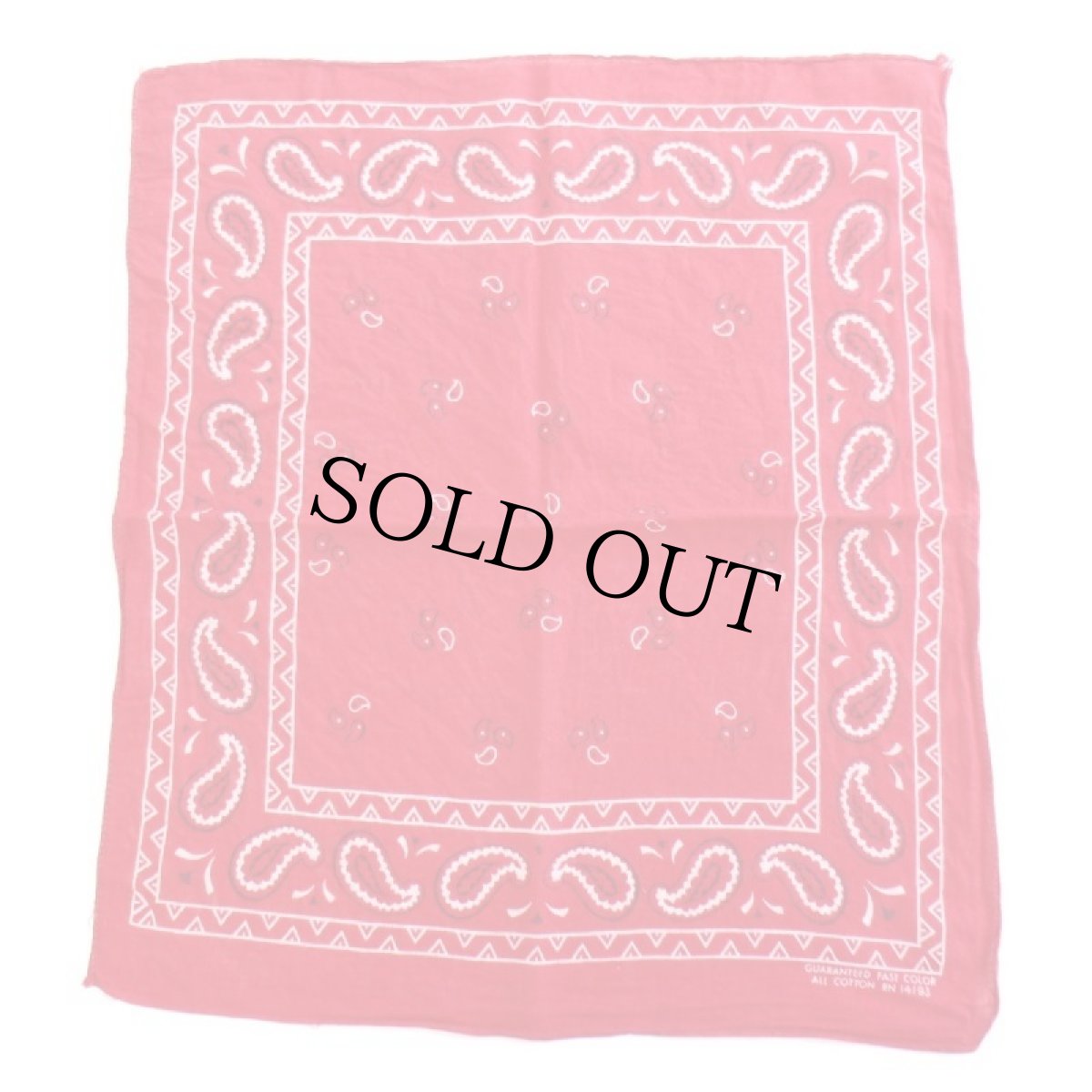 画像2: 60s GUARANTEED FAST COLOR RN14193 ペイズリー柄 コットン バンダナ 赤★67 (2)