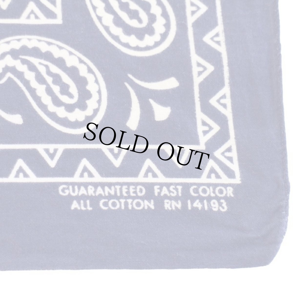 画像3: 60s GUARANTEED FAST COLOR RN14193 ペイズリー柄 コットン バンダナ 紺★22 (3)