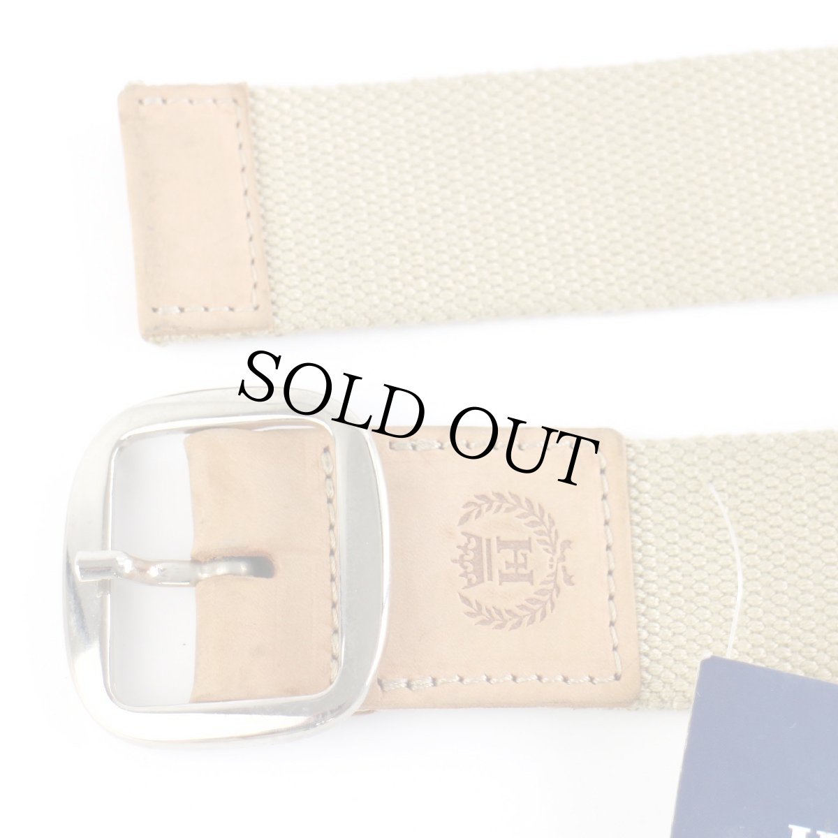 画像2: 未使用★HENRI LLOYDヘンリーロイド ライン入り コットン ベルト ベージュ 34★1450 (2)