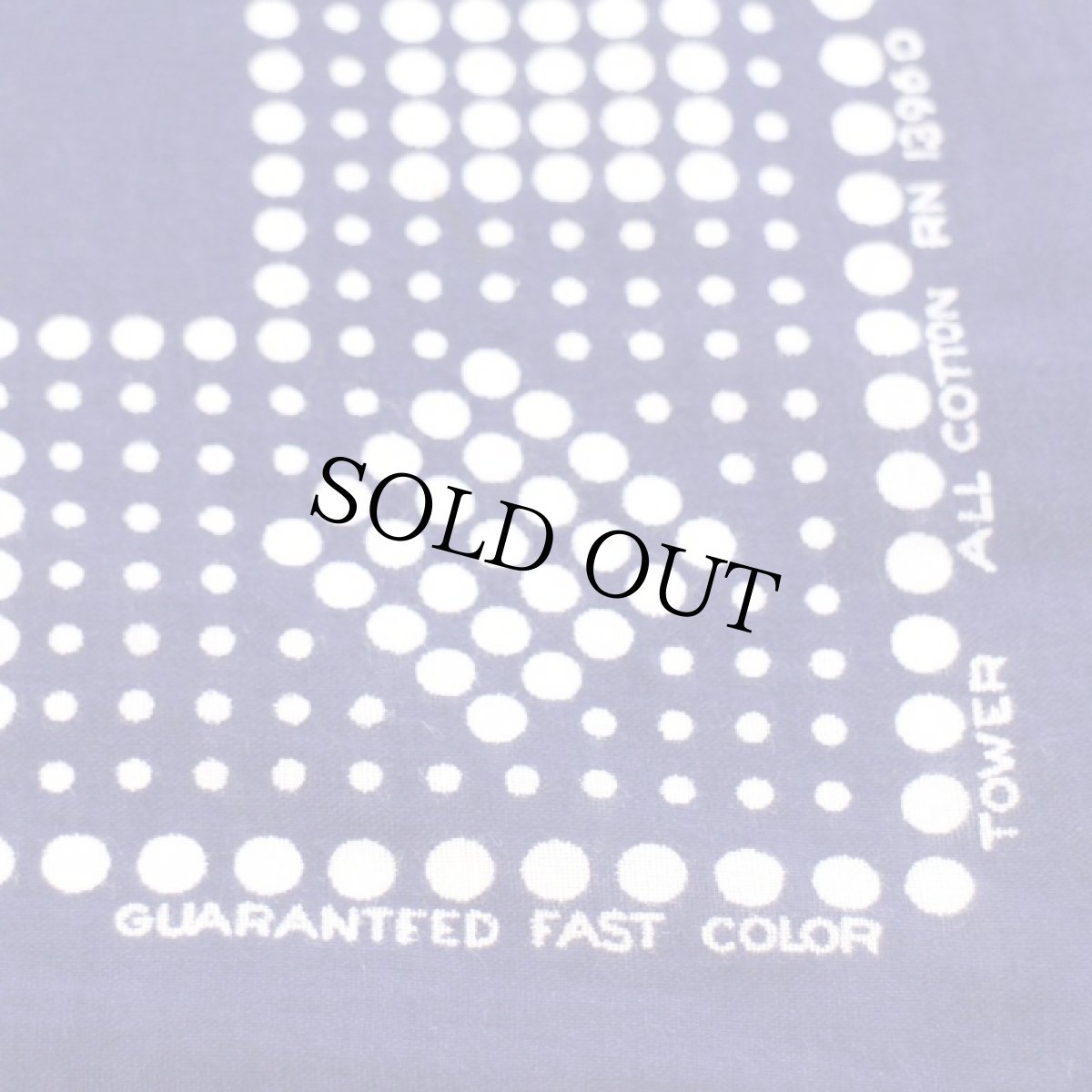 画像3: 60s TOWER GUARANTEED FAST COLOR RN13960 ドット柄 コットン バンダナ ナス紺★42 (3)