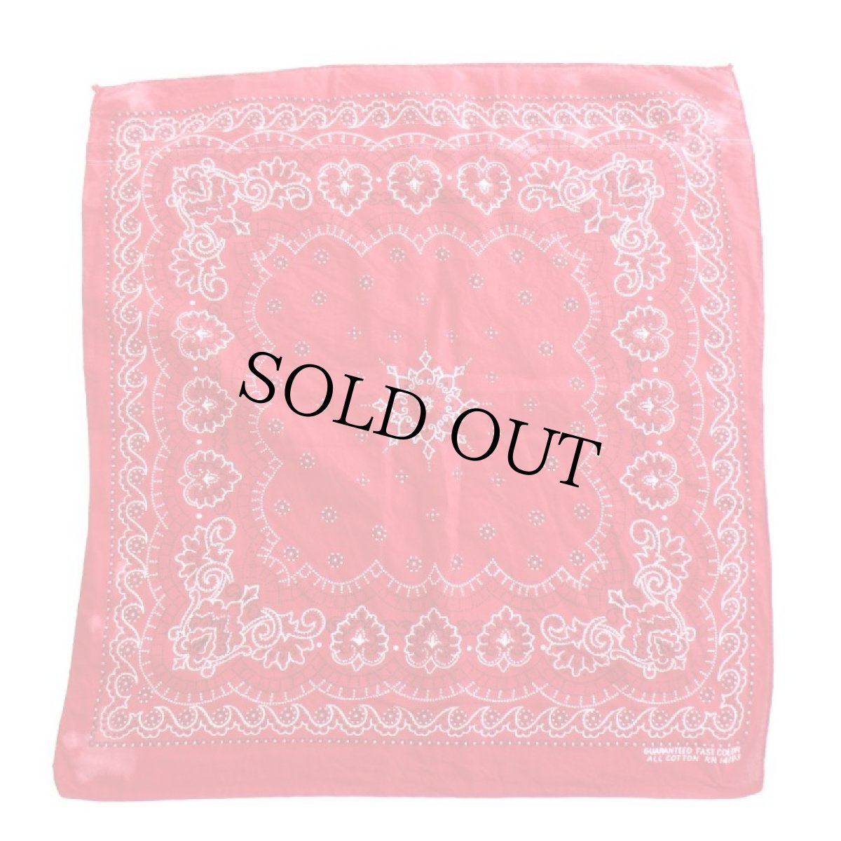 画像1: 60s GUARANTEED FAST COLOR RN14193 コットン バンダナ 赤★72 (1)