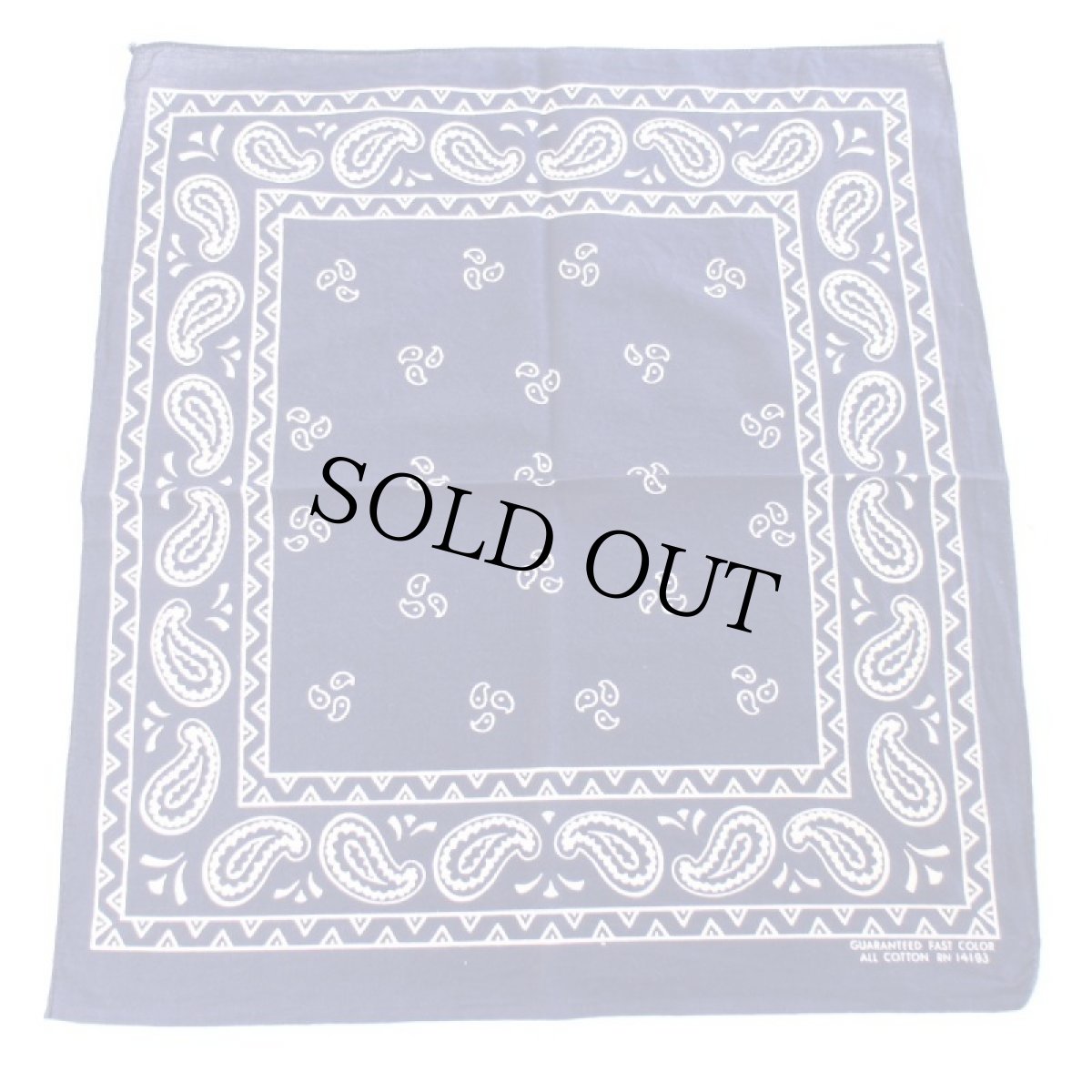 画像2: 60s GUARANTEED FAST COLOR RN14193 ペイズリー柄 コットン バンダナ 紺★22 (2)