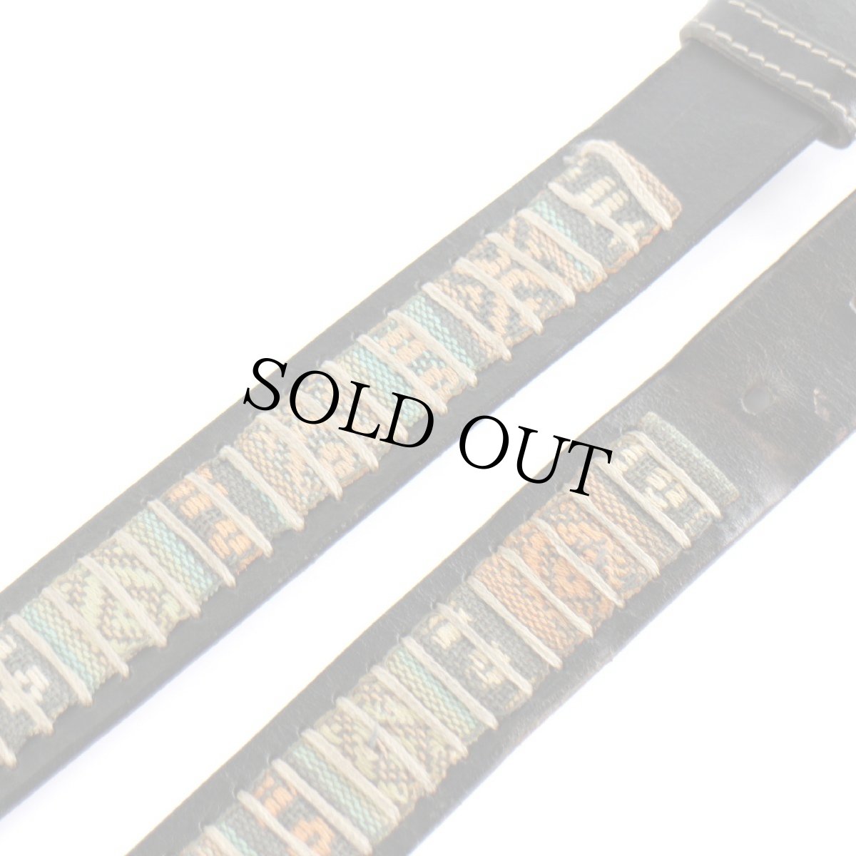 画像4: トルコ製 BENETTONベネトン フォークロア柄 ラグ×レザーベルト M★1446 (4)