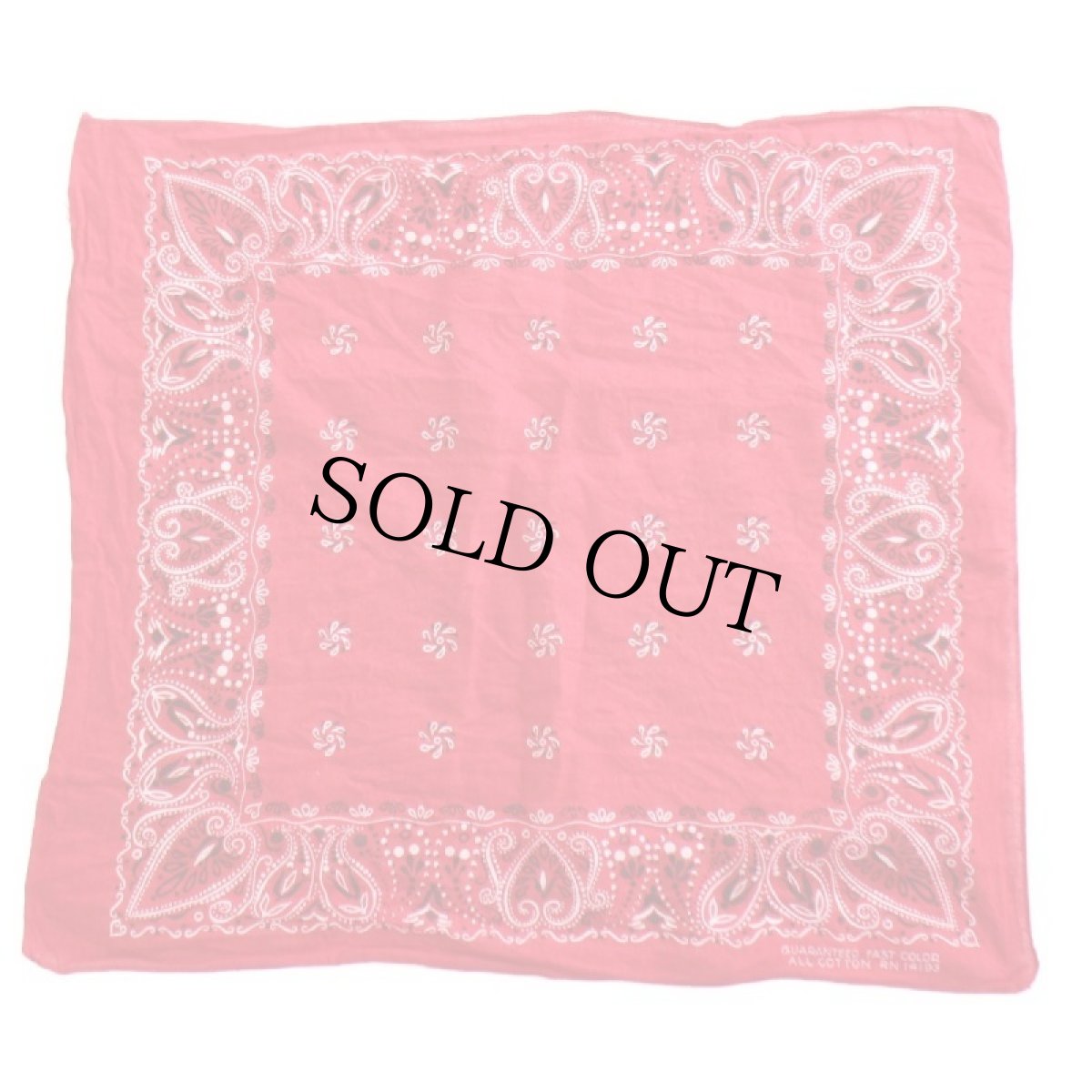 画像1: 60s GUARANTEED FAST COLOR RN14193 コットン バンダナ 赤★73 (1)