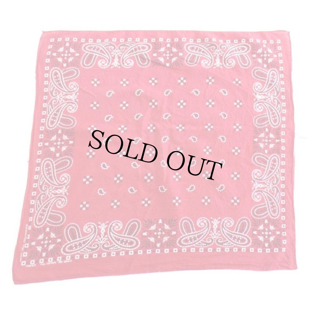 画像1: 60s TOWER GUARANTEED FAST COLOR RN13960 ペイズリー柄 コットン バンダナ 赤★75 (1)