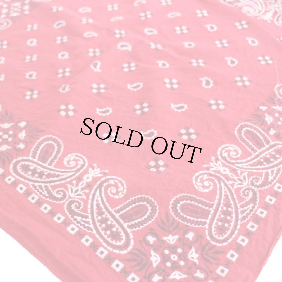 画像2: 60s TOWER GUARANTEED FAST COLOR RN13960 ペイズリー柄 コットン バンダナ 赤★75 (2)