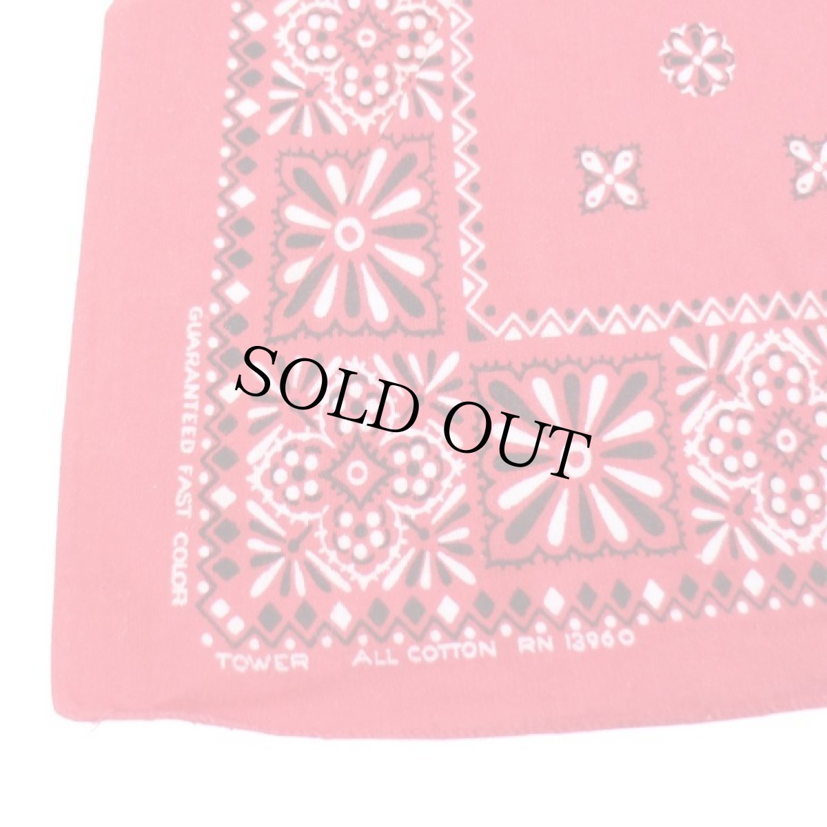 画像3: 60s TOWER GUARANTEED FAST COLOR RN13960 コットン バンダナ 赤★80 (3)