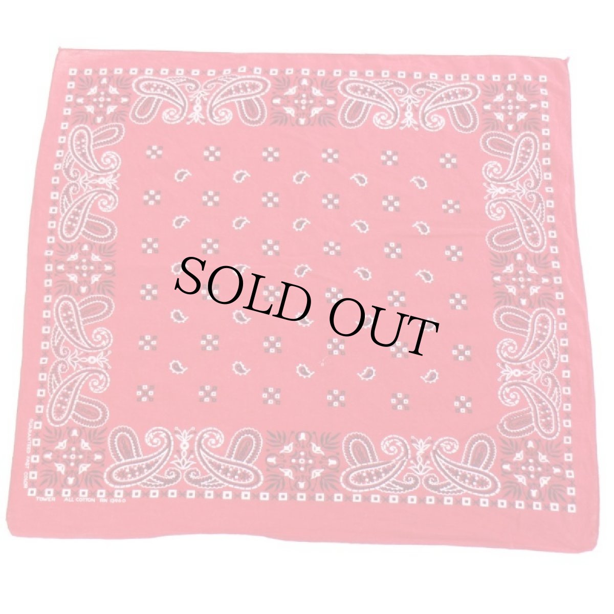 画像2: 60s TOWER GUARANTEED FAST COLOR RN13960 ペイズリー柄 コットン バンダナ 赤★81 (2)