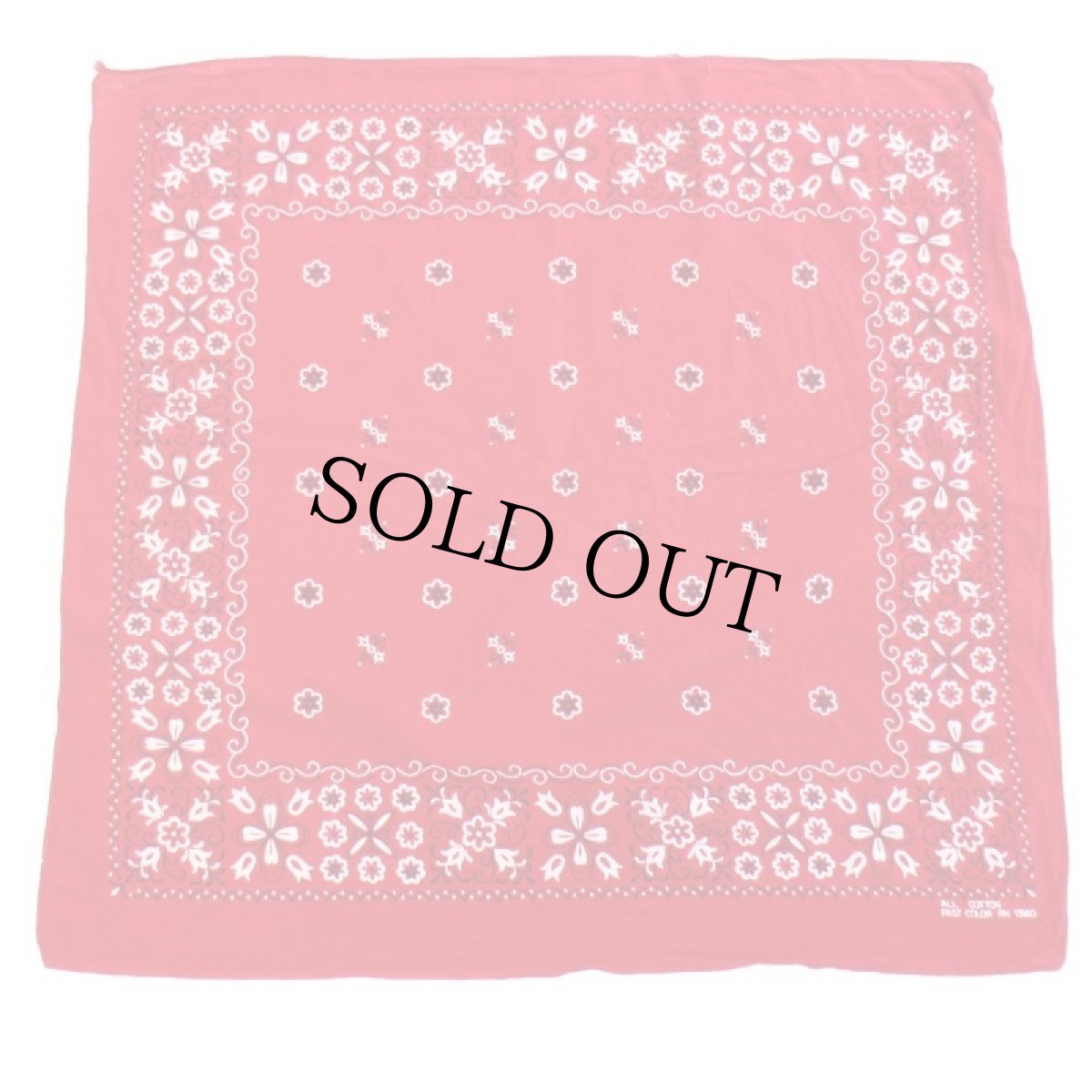 画像1: 60s FAST COLOR RN13960 フラワー柄 コットン バンダナ 赤★84 (1)