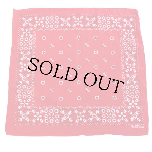 60s FAST COLOR RN13960 フラワー柄 コットン バンダナ 赤☆84