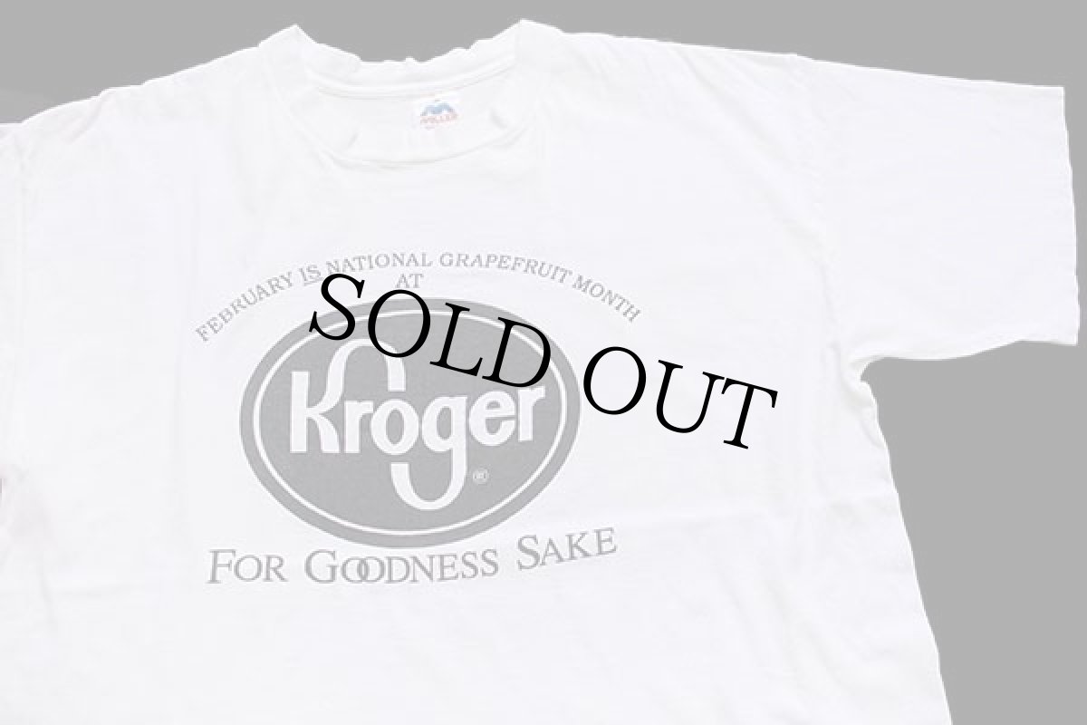 画像1: 90s USA製 Kroger GRAPEFRUIT 両面プリント コットンTシャツ 白 XL (1)