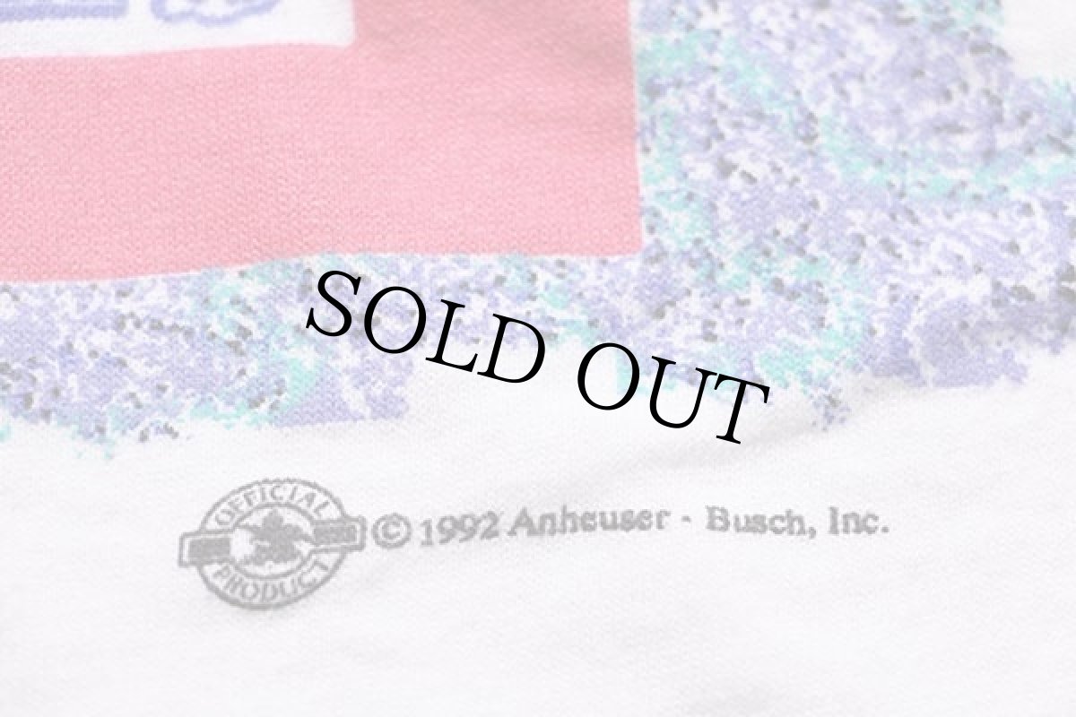 画像5: 90s USA製 Budweiserバドワイザー インラインスケート 蛍光 両面プリント コットンTシャツ 白 L (5)