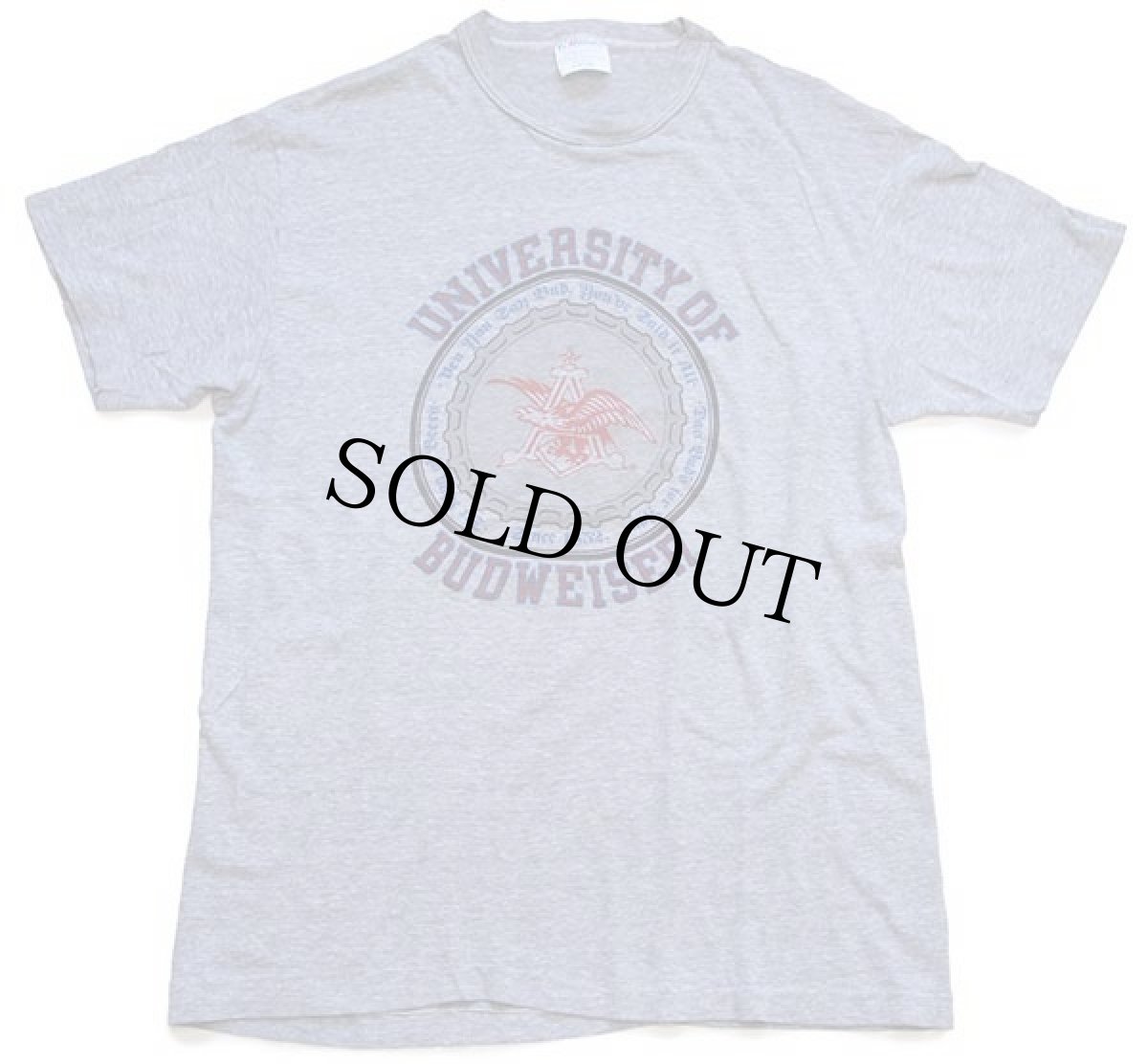 画像2: 80s USA製 Hanes UNIVERSITY OF BUDWEISER バドワイザー Tシャツ 杢グレー L (2)