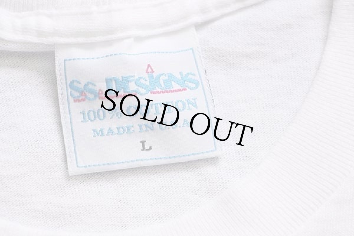 画像4: 90s USA製 Budweiserバドワイザー インラインスケート 蛍光 両面プリント コットンTシャツ 白 L (4)