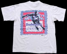 画像3: 90s USA製 Budweiserバドワイザー インラインスケート 蛍光 両面プリント コットンTシャツ 白 L (3)
