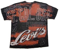 画像2: 90s イタリア製 Levi'sリーバイス オールオーバープリント コットンTシャツ 黒 XL★ユーロ (2)