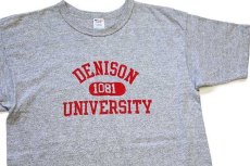 画像1: 80s USA製 Championチャンピオン DENISON 1081 UNIVERSITY 三段中抜き 88/12 Tシャツ 杢グレーL (1)